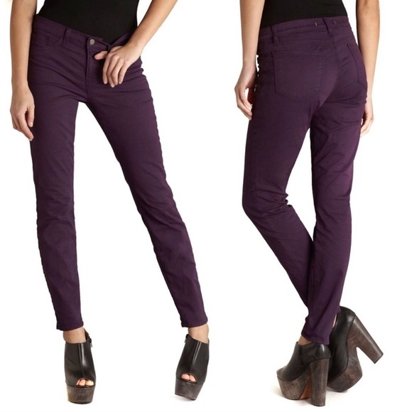 J Brand mid rise skinny leg jeans in aubergine - Picture 1 of 5